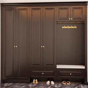 <span class=keywords><strong>Mueble</strong></span> Zapatero de Estilo Francés Tradicional Moderno para Sala de Estar, Almacenamiento Modular Personalizado para Toda la Casa con Puertas Tejidas de <span class=keywords><strong>Ratán</strong></span> Integradas - Product Image 2