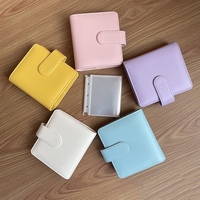 Vente en gros : Mini classeur à 3 anneaux en cuir PU, style bloc de couleurs macaron, pour feuilles mobiles, journal à paillettes et cartes à collectionner, 3 pouces