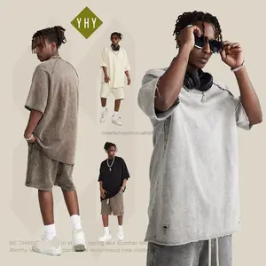 T shirts for youth Custom Logo Heavy Cotton Streetwear 100 % Cotton Vintage Acid Wash Oversized Hip Hop Mens T Shirts