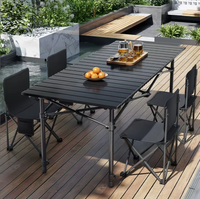 Ensemble de table et de chaises pliantes en métal pour l'extérieur, réglables en hauteur, pour le camping et les pique-niques, avec sac de transport