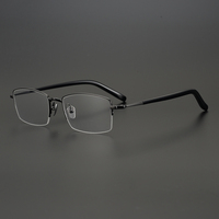 Lunettes de vue pour hommes en titane de haute qualité, demi-monture, lunettes optiques, monture en acétate, lunettes carrées