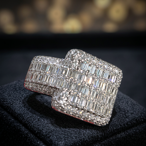 KIVORA'S Hot Popular <b>Cross</b> Hiphop Iced Out Baguette Prong Set D Color VVS Moissanite 925 <b>Silver</b> GRA Certified Cuban <b>Ring</b> - Product Image 1
