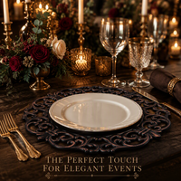 Nouveau style européen 13 pouces rond décoration de table de fête de mariage motif de fleurs assiettes de chargeur en plastique