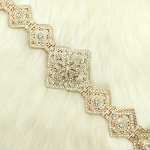 <span class=keywords><strong>Ceinture</strong></span> de robe <span class=keywords><strong>caftan</strong></span> de mariage marocaine en métal doré avec chaîne et cristaux pour femme, longueur réglable - Product Image 4