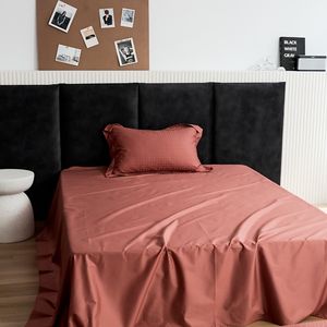 Sábana plana de lujo Tribute Silk Funda de cama sólida 100% algodón Decoración para el hogar Lino King Size Colcha Super King Funda De Almohada Juego de sábanas - Product Image 4