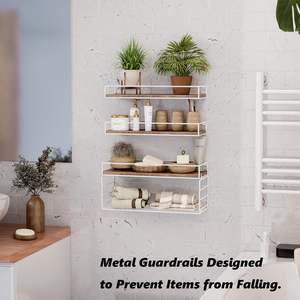 Étagères murales multifonctionnelles flottantes en fer blanc, doublement sculptées, style ferme, pour rangement d'épices, salle de bain, salon, garage, bijoux - Product Image 3