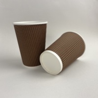 Tasse à café jetable en papier boisson chaude anti-brûlure haut de gamme tasse à thé au lait à emporter tasse en carton ondulé emballée personnalisable