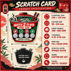 Cartes à gratter promotionnelles personnalisées en couleur de qualité supérieure, cartes-cadeaux instantanées pour événements de restaurants - Product Image 5
