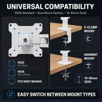 Innovador Soporte de Monitor con Movimiento Completo, Capacidad de 2-9 kg, Soporte de Escritorio VESA con Ajuste de Inclinación, Giro y Pivotación para Juegos y Oficina