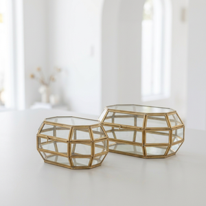Manufacturers Handmade Modern Luxury Brass Glass Jewelry and Cosmetics Organizer Storage Box for Women - Product Image 2