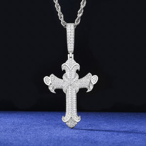 패스 다이아몬드 테스터 힙합 VVS Moissanite 펜던트 아이스 아웃 925 스털링 실버 럭셔리 크로스 펜던트 골드 쥬얼리 남성용 - Product Image 1