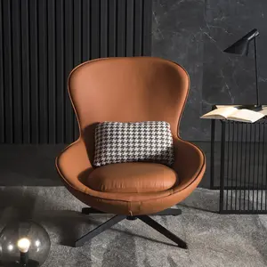 Kursi kulit minimalis Italia, ringan mewah rumah sandaran kursi makan desainer berlengan kursi kantor
