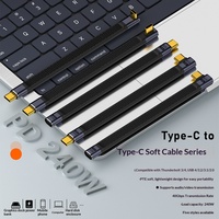 Câble plat flexible USB4 Type-C à angle droit en gel de silicone, extension 8K, transfert de données rapide 40 Gbit/s pour disque dur portable