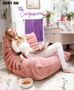 Bắc Âu chân không nén sofa couchsingle ghế mềm boucle vải hoặc da tổng hợp lười biếng sàn đơn Sâu Bướm sofa Set - Product Image 6