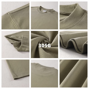 قميص تي شيرت قطني ثقيل الوزن 305 جرام للجنسين بلون موحد وياقة دائرية وأكمام قصيرة للشارع مع طباعة مخصصة بمقاس كبير - Product Image 3