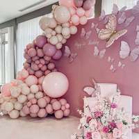 Kits d'Arche de Chaîne de Ballons DIY Rétro Blanc Mat Maca Rose Rouge Poudre Macaron pour Décoration de Fête d'Anniversaire, Mariage, Baby Shower