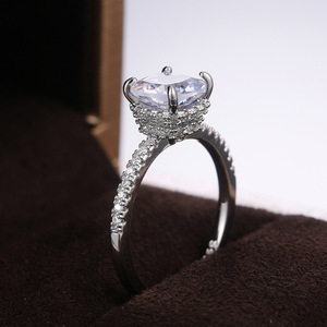 Anillo de compromiso F479 de oro rosa con diamantes naturales de corte brillante redondo para mujer - Product Image 6