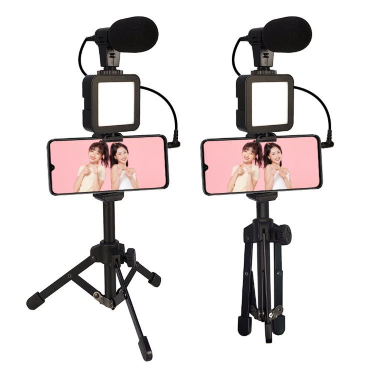 Kit Vlogging Complet - Trépied, Lumière LED, Micro - Pour Podcasts, Vidéos, Streaming - Compatible Smartphone