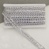 Bande de dentelle tressée à sequins de 25 mm pour couture de costumes, accessoires de vêtements de danse DIY, garniture décorative en tissu doré à sequins