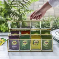 TaiLai çay depolama organizatör kutusu 8 bölünmüş bölümler kolay görüş menteşeli kapak kullanımı mutfak kiler ve dolapları tutucu için çay poşetleri