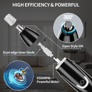 Recortador de Vello Nasal Recargable IPX5, Recortador Eléctrico de Vello Nasal y de Oídos Personalizado para Hombres 3 en 1 con Logotipo, Batería de Litio de 2W - Product Image 2