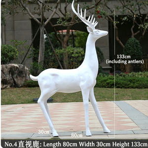 Scultura di Cervo Bianco in Vetroresina Personalizzata per Esterni, Statua di Renna a Grandezza Naturale in FRP per Decorazioni Natalizie di Giardini, Parchi e Centri Commerciali - Product Image 6