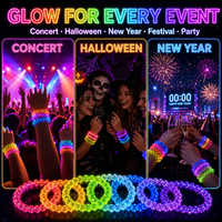 Bracelet LED Lumineux en Gros, Bracelet Lumineux à Perles Bulles, 7 Couleurs Clignotantes, Brille dans le Noir pour Concerts et Fêtes