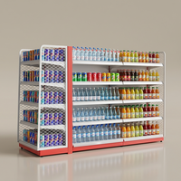Système d'étagères de présentation pour supermarché, multifonctionnel, double face, robuste, en métal, avec revêtement en poudre époxy