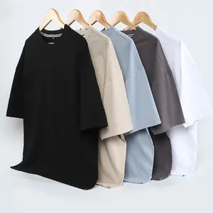 Progetta la tua maglietta da uomo in stile coreano maglietta in cotone spandex di alta qualità tshirt in tessuto di cotone spesso nera