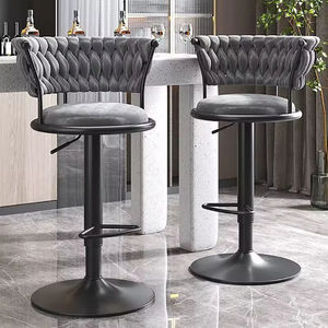 Silla de Bar Giratoria de Terciopelo de Lujo Ligero con Altura Ajustable, Estilo Nórdico Moderno para Bar, <span class=keywords><strong>Restaurante</strong></span>, Hogar, Múltiples Escenarios - Product Image 4