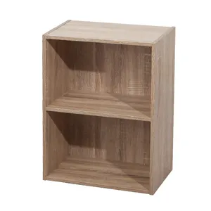 Panneau de rangement pratique à 2 niveaux, étagère de bibliothèque en bois brun foncé