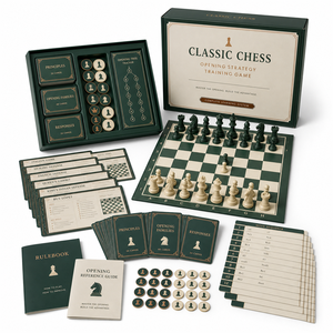 Gioco da Tavolo Personalizzato per l'Allenamento delle Strategie di Apertura nelle Partite di Scacchi con Pezzi Staunton e Carte Didattiche - Product Image 1