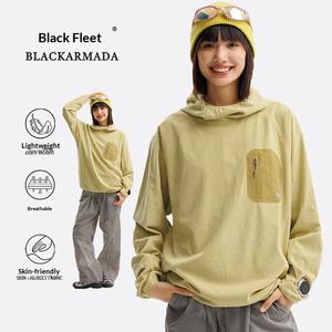 Sweat-shirt fonctionnel respirant à capuche léger et antibactérien à séchage rapide pour homme et femme Black Fleet City - Product Image 2