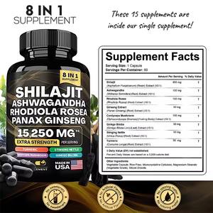Suplementos de Shilajit 8 em 1 em Cápsulas com Ashwagandha, Rhodiola Rosea, <span class=keywords><strong>Ginseng</strong></span> Panax, 15250mg de Força Extra, 60 Cápsulas - Product Image 5