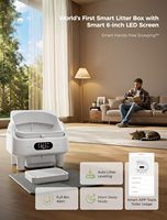 Bac à litière pour chat automatique intelligent à nettoyage automatique, anti-pincement, 10 capteurs de sécurité, écran LED, contrôle des odeurs, WiFi 5G/2.4G, blanc, ABS/PP