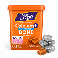 Nouvelle Génération Soutien Osseux Adulte Soin des Articulations 100% Naturel Certifié GMP Comprimés Calcium Vitamine D Saveur Caramel