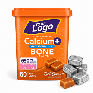 Nouvelle Génération Soutien Osseux Adulte Soin Articulaire Faible en Sucre Sans Gluten Calcium Vitamine D Saveur Caramel Friandises Tendres - Product Image 1