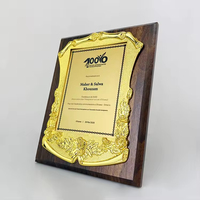 Plaque de certificat en bois gravée sur mesure avec support fixe et plaque dorée pour souvenirs d'honneur de compétition MH-W17