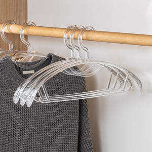 Cintres en plastique transparent de conception moderne <span class=keywords><strong>Lindon</strong></span> avec épaule large, barre antidérapante pour pantalon, cintre multifonction en cristal pour vêtements - Product Image 3