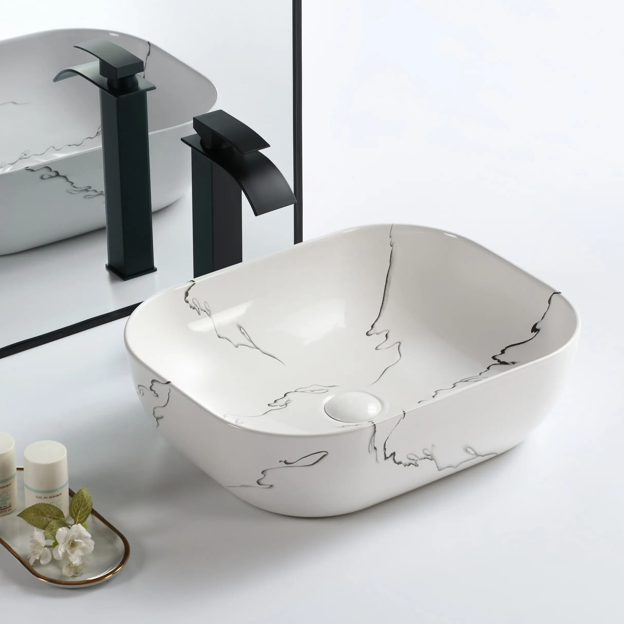 Nuevo producto, artículos sanitarios, WC, lavabo de mesa de porcelana de buena calidad, lavabo de arte hecho a mano de cerámica para Baño