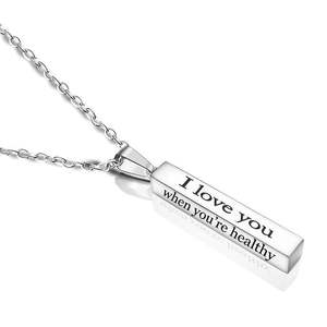 Edelstahl Long Strip Anhänger Halskette Anpassbarer Name Stereo Rod Anhänger Halskette für Paare - Product Image 5