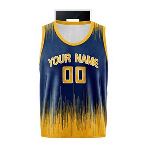 Custom Unisex Tennis Jersey Blue Yellow Gradient Mesh Sleeveless Tank Top Breathable Heat-Transfer Printing Front 3D Pattern - Product Image 1