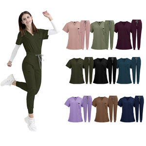 2025 populaire col en V ceinture élastique Stretch infirmière uniforme médical gommage ensemble gommage costumes pour les femmes - Product Image 5