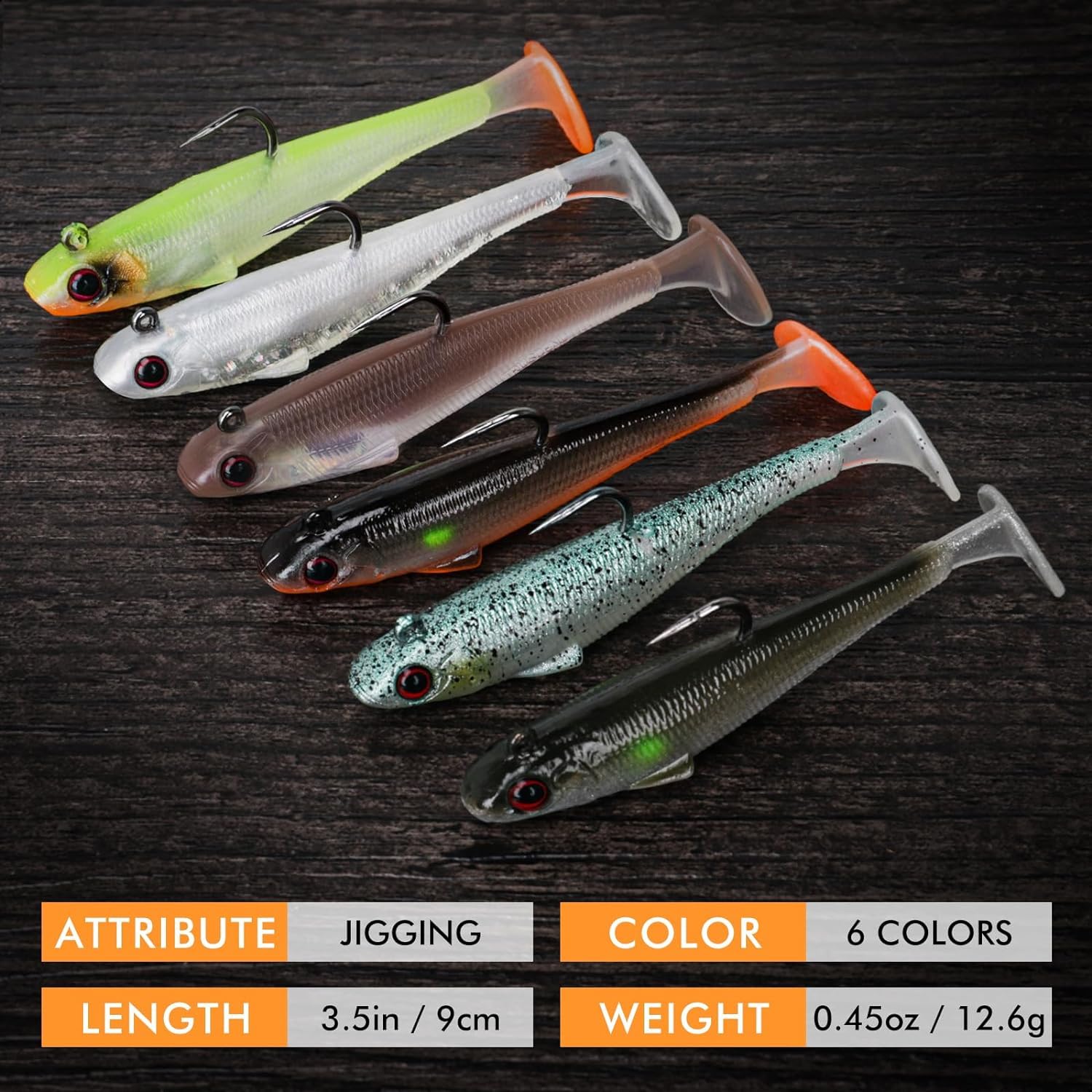 thumbnail image 2 of Soft Plastic Baits 100pcs Hook 20Pcs Soft Silicone Bait Fishing Lure Floating Worm 9cm Crappie Lures 2 of 14