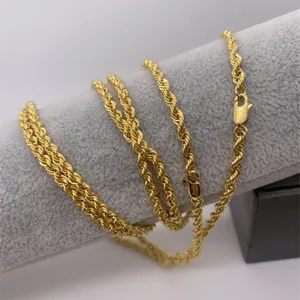 Wholesale Hip Hop Sole Design Italy Craft 18K Solid Gold Chains 20inch 22inch 24inch Pure Gold Rope Chain Men Necklace