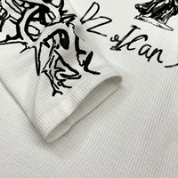 T-shirt Graphique Personnalisé DTG, Sérigraphie, T-shirt Thermique Blanc à Manches Longues pour Homme, T-shirt Tricoté Gaufré Oversize à Manches Longues