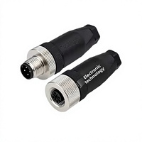 Prise d'alimentation M12 plaquée or 10A 220V avec capteur, 4, 5, 8 ou 12 broches, femelle/mâle, coudée/droite, à bornes à vis