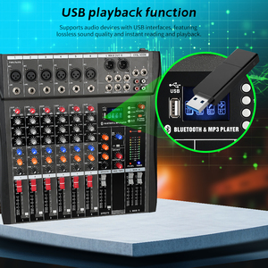 Mezclador de Audio de 6 Canales, Alimentación Phantom 48V, Reproductor de MP3 USB Integrado, Soporte OEM, Consola de DJ para Grabación en Estudio - Product Image 6