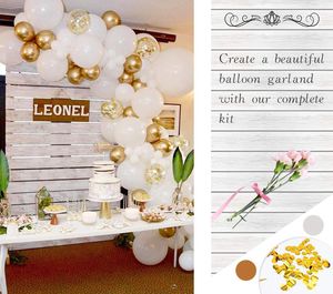 Decoraciones para fiesta de cumpleaños, conjunto de guirnalda de Globos de Oro Blanco, confeti dorado - Product Image 5