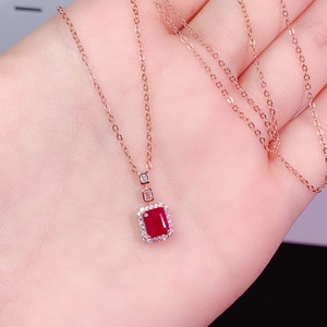 Rubí Natural de 5x6 mm, Joyería de Rubí Natural, Gema Natural Pura, Collar con Colgante de Plata de Ley 925 - Product Image 5